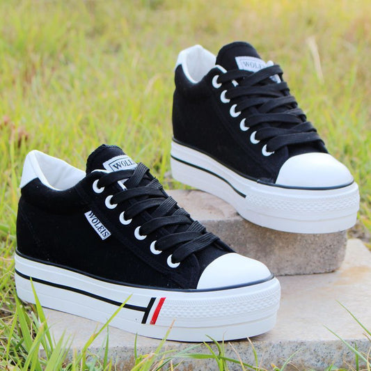 Height Increasing Insole Canvas Shoes White Shoes For Students
