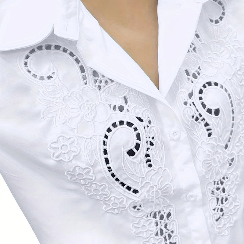 Women's Contrast Lace Long Sleeve Tops Button Down Shirts Dressy Casual Blouses Fall Fashion Clothes