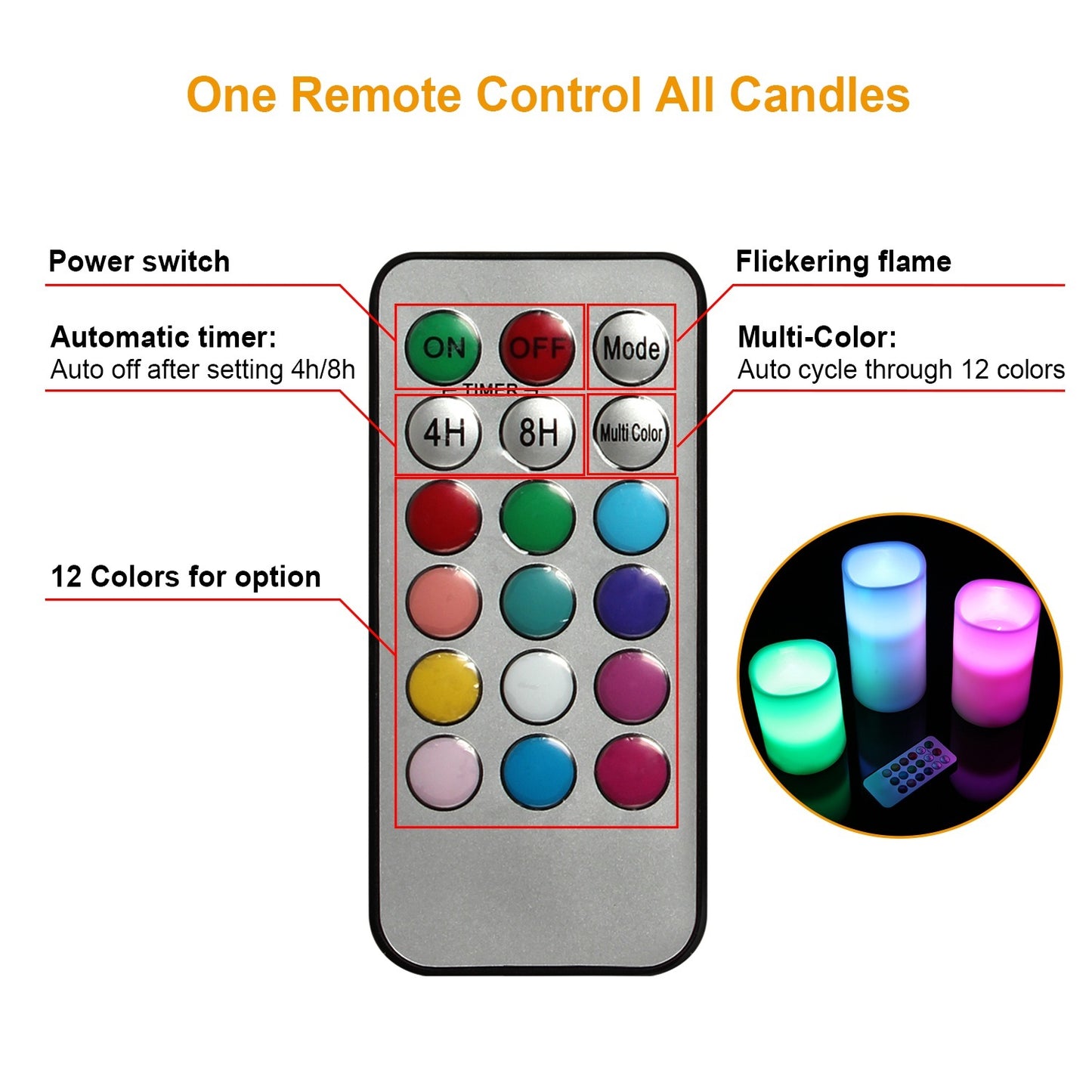 6Pc Flameless Candles Votive Candles Wireless Battery Operated LED Flickering Candles With Remote Control Timer