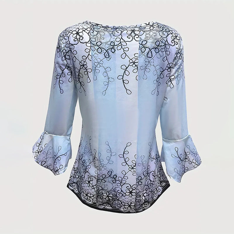 Women's V Neck 3 4 Sleeve T Shirts Button Front Dressy Casual Tees Shirt Tunic Blouses