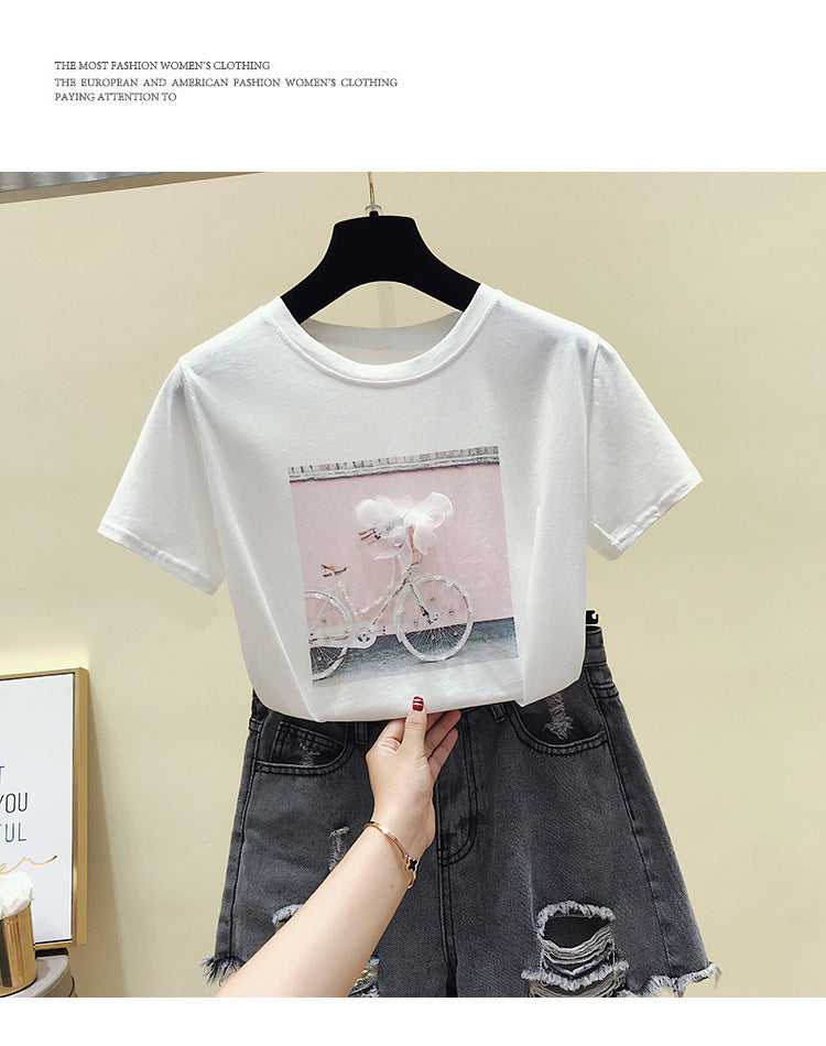 Summer Fashion With Loose Blouses, Women Cover Belly And Reduce Age, Short-sleeved T-shirts
