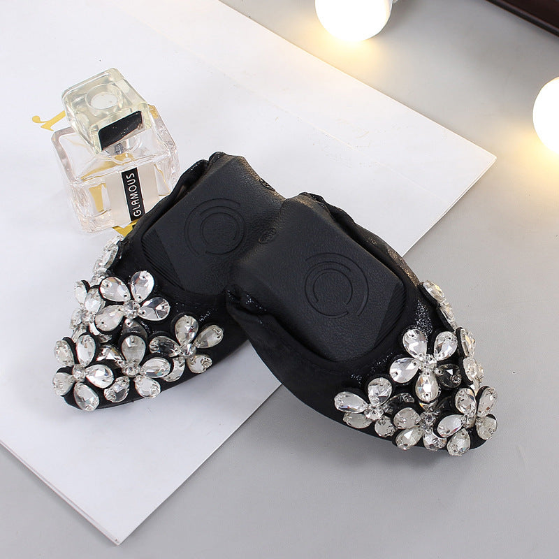 New Bow Pointed Low-cut Rhinestone Pumps