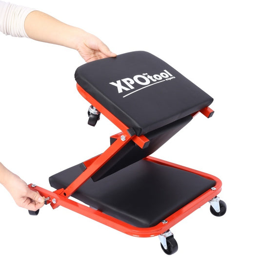 Mechanic Crawler, Garage Gift, 36inch Z-crawler Seat, 2-in-1 Mechanic Gift, 300 Lb Capacity, Low Profile Crawler With 6 Wheels, Garage, Father's Day Tool Gift Shop, Red