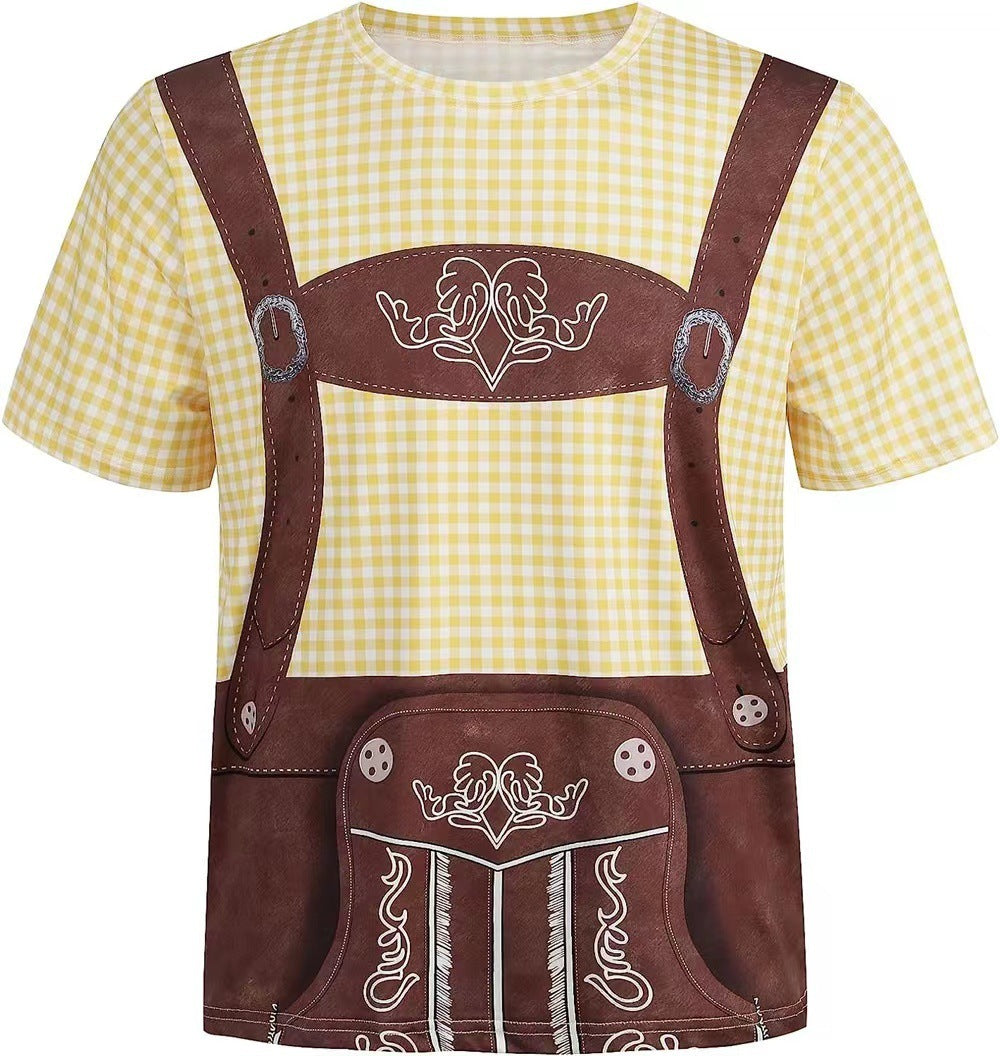 Men's Summer Beer Festival T-shirt Breathable Short Sleeve Top