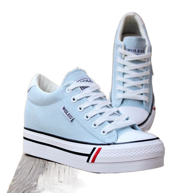 Height Increasing Insole Canvas Shoes White Shoes For Students