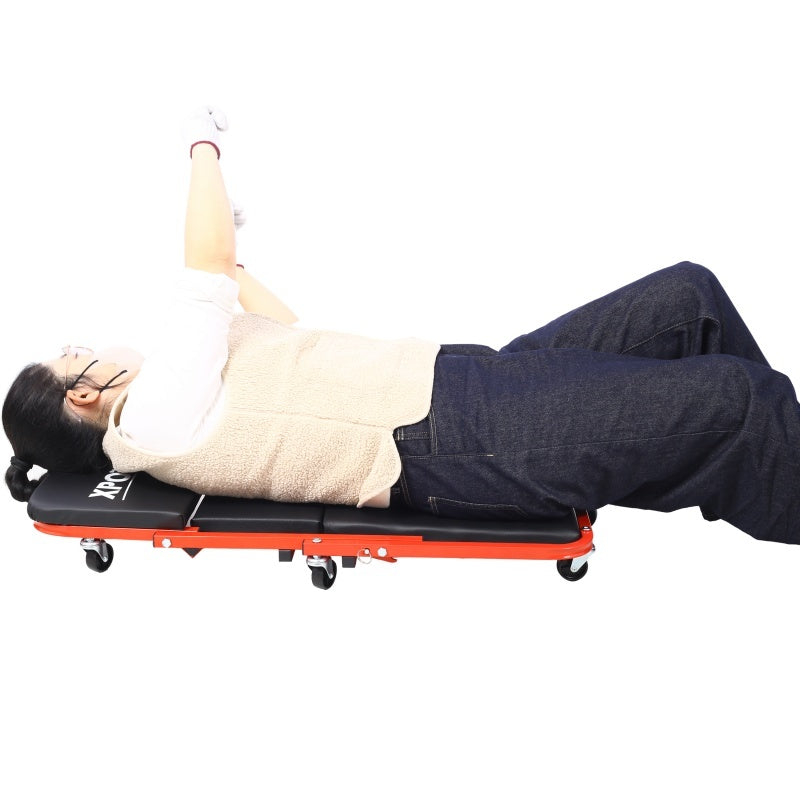 Mechanic Crawler, Garage Gift, 36inch Z-crawler Seat, 2-in-1 Mechanic Gift, 300 Lb Capacity, Low Profile Crawler With 6 Wheels, Garage, Father's Day Tool Gift Shop, Red