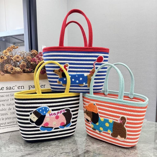 Sausage Dog Cute Dopamine Texture Woven Bag
