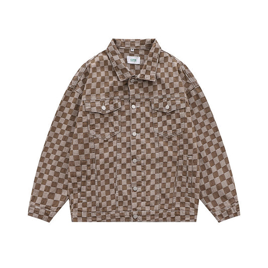 Men's And Women's Matching Checked Jean Jacket