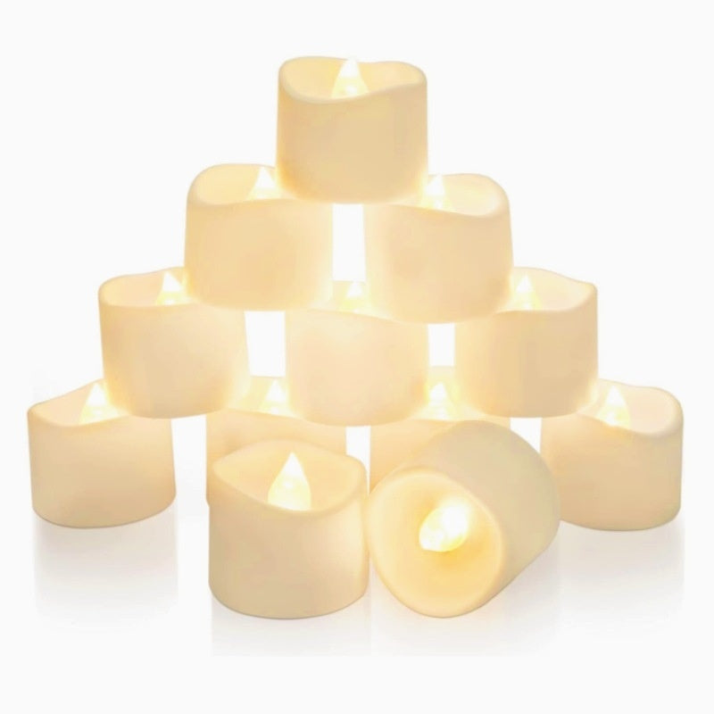 Confession Simulation LED Flameless Candle Flashing Tea Light 12 Pieces