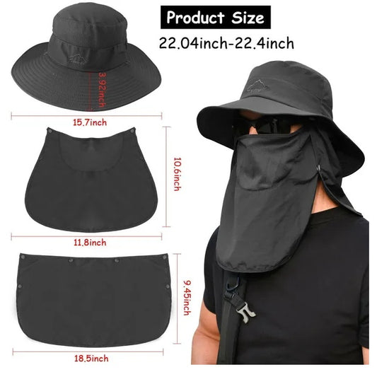 Wide Brim Sun Hat UV Protection Bucket Cap For Hiking Camping Fishing Safari Men