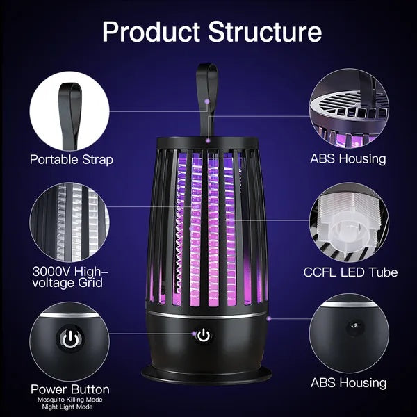 Rechargeable Mosquito Killer Lamp Bug Zapper With Night Light Strap