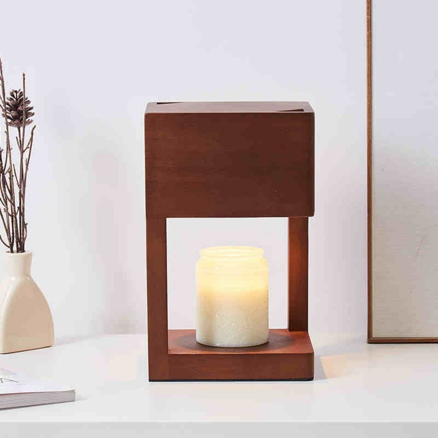 Wooden Flameless Aromatherapy Candle Warm Light