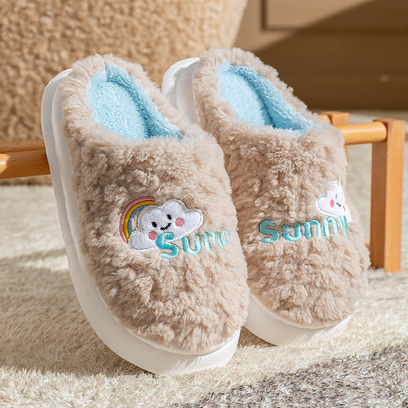 Cute Cartoon Cotton Slippers Thick Bottom Home Slippers Fashion Floor Bedroom Slipper Women Men Couples Warm House Shoes