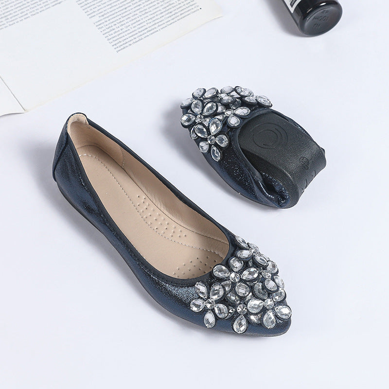 New Bow Pointed Low-cut Rhinestone Pumps
