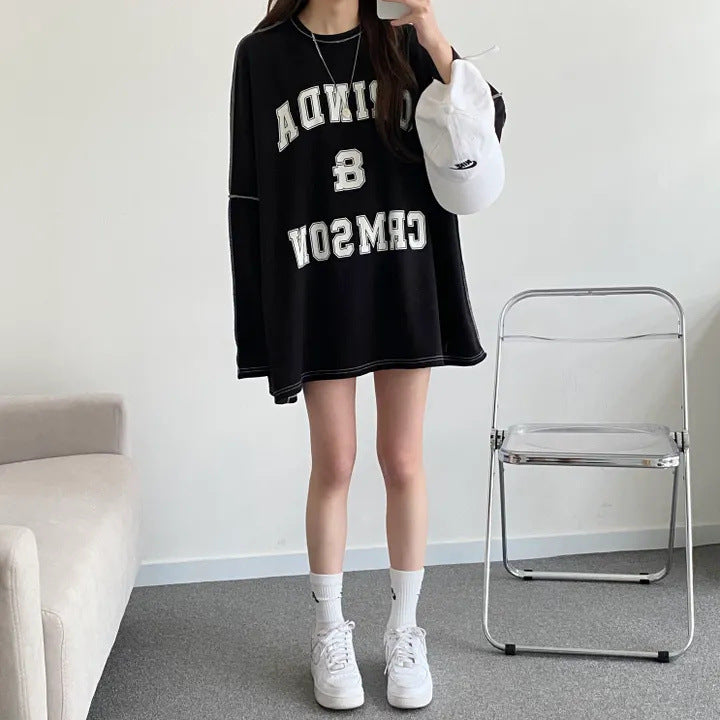 Design Sense Stitching Thickening Plus Size Top Korean Style Fleece-lined Sweater