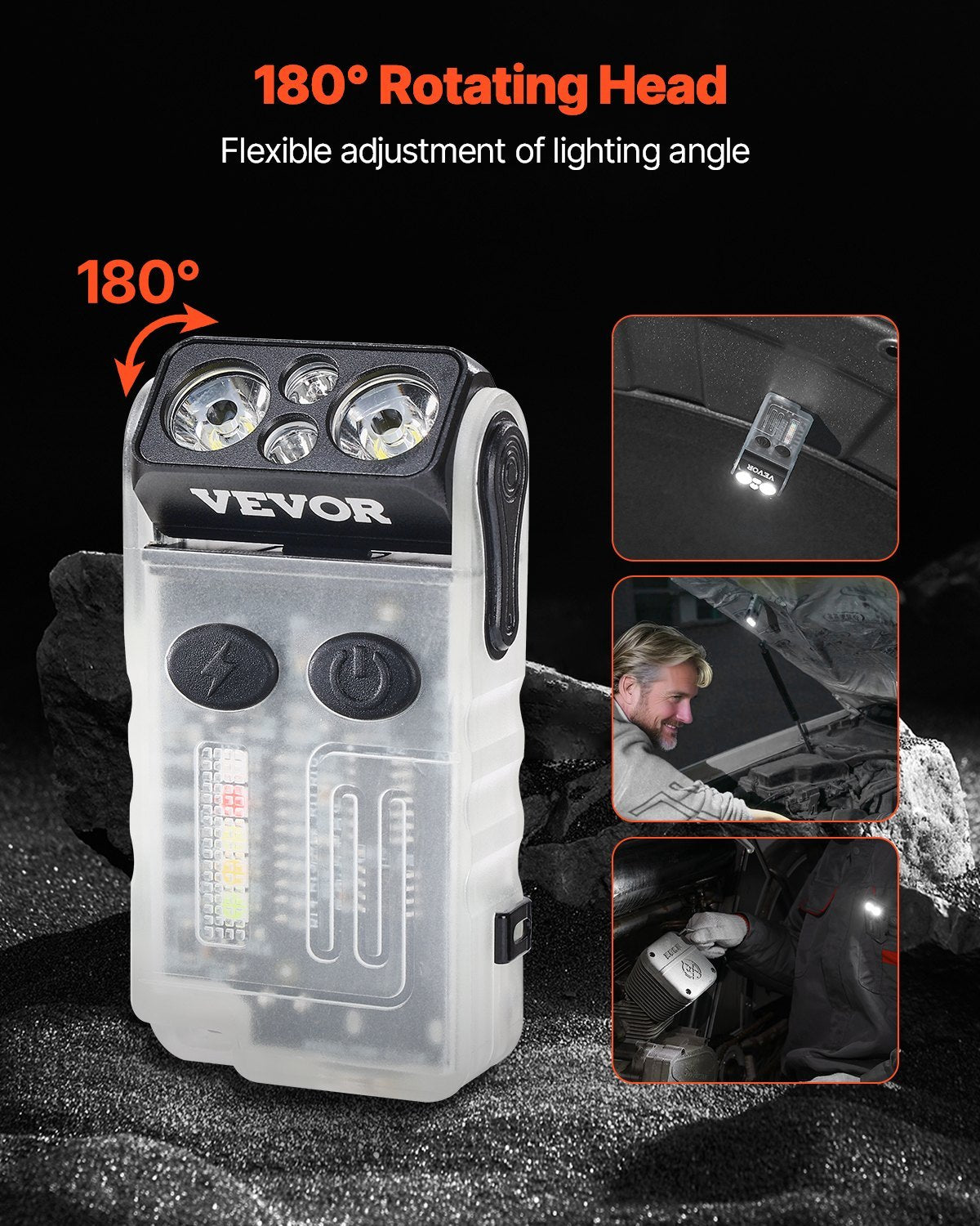 Rechargeable Keychain Flashlight Mini LED Flashlight With Clip & Magnetic Tail