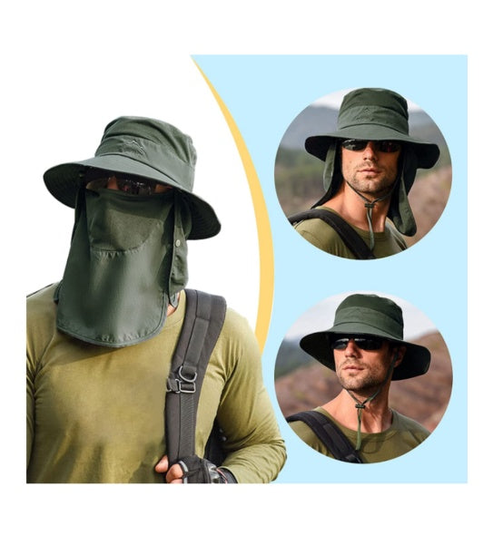 Wide Brim Sun Hat UV Protection Bucket Cap For Hiking Camping Fishing Safari Men