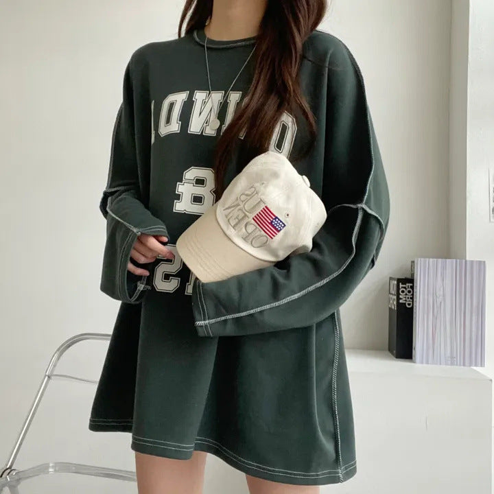 Design Sense Stitching Thickening Plus Size Top Korean Style Fleece-lined Sweater