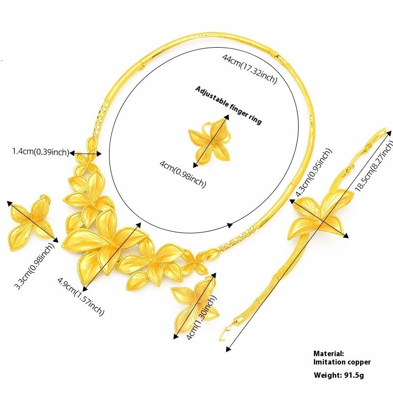 Women's Jewelry Suit Necklace Earring Ring Bracelet Four-piece Set