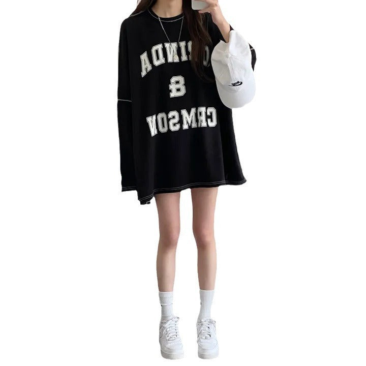 Design Sense Stitching Thickening Plus Size Top Korean Style Fleece-lined Sweater