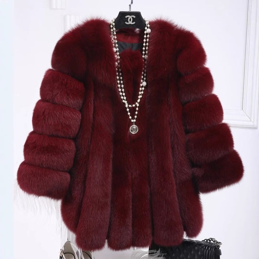 Fox Fur Mid-length Coat For Women