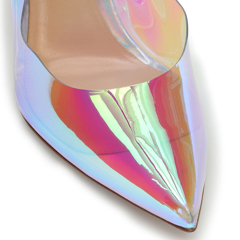 Colorful Transparent Pvc Fashion Plus Size Women's Shoes Open Heel Stiletto