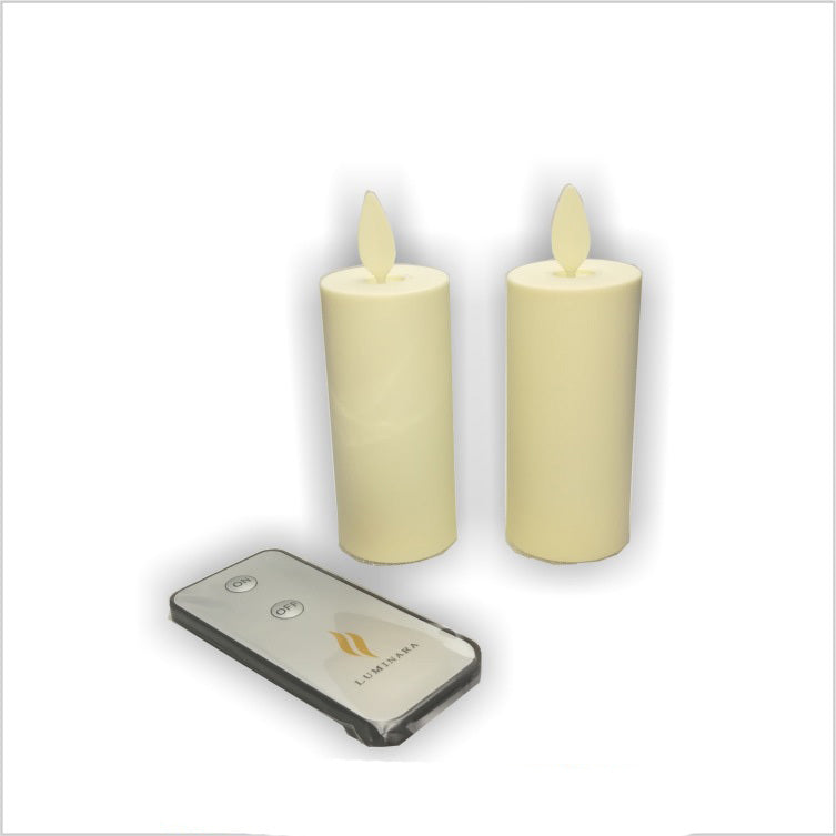 ABUI-2Pcs Luminara Flameless Moving Flame Lamp Votive LED Candles with Timer Ivory Unscented 1.75 x 3 inch