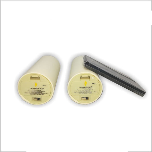 ABUI-2Pcs Luminara Flameless Moving Flame Lamp Votive LED Candles with Timer Ivory Unscented 1.75 x 3 inch