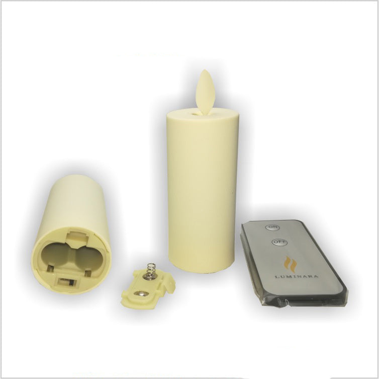 ABUI-2Pcs Luminara Flameless Moving Flame Lamp Votive LED Candles with Timer Ivory Unscented 1.75 x 3 inch