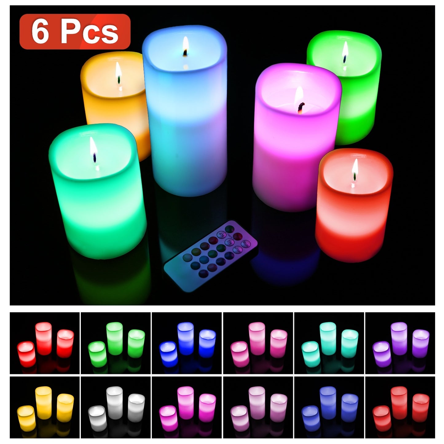 6Pc Flameless Candles Votive Candles Wireless Battery Operated LED Flickering Candles With Remote Control Timer