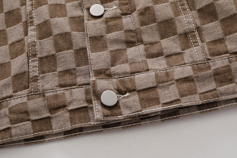 Men's And Women's Matching Checked Jean Jacket