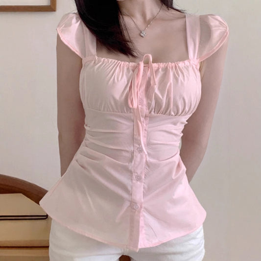 Sweetheart Age-reducing Square Collar Slimming Top