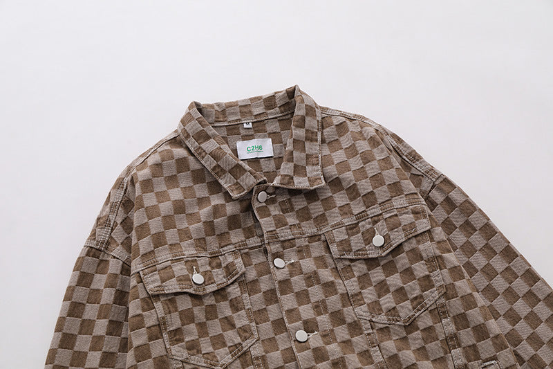 Men's And Women's Matching Checked Jean Jacket