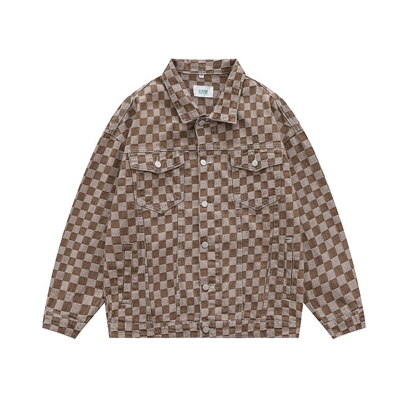 Men's And Women's Matching Checked Jean Jacket