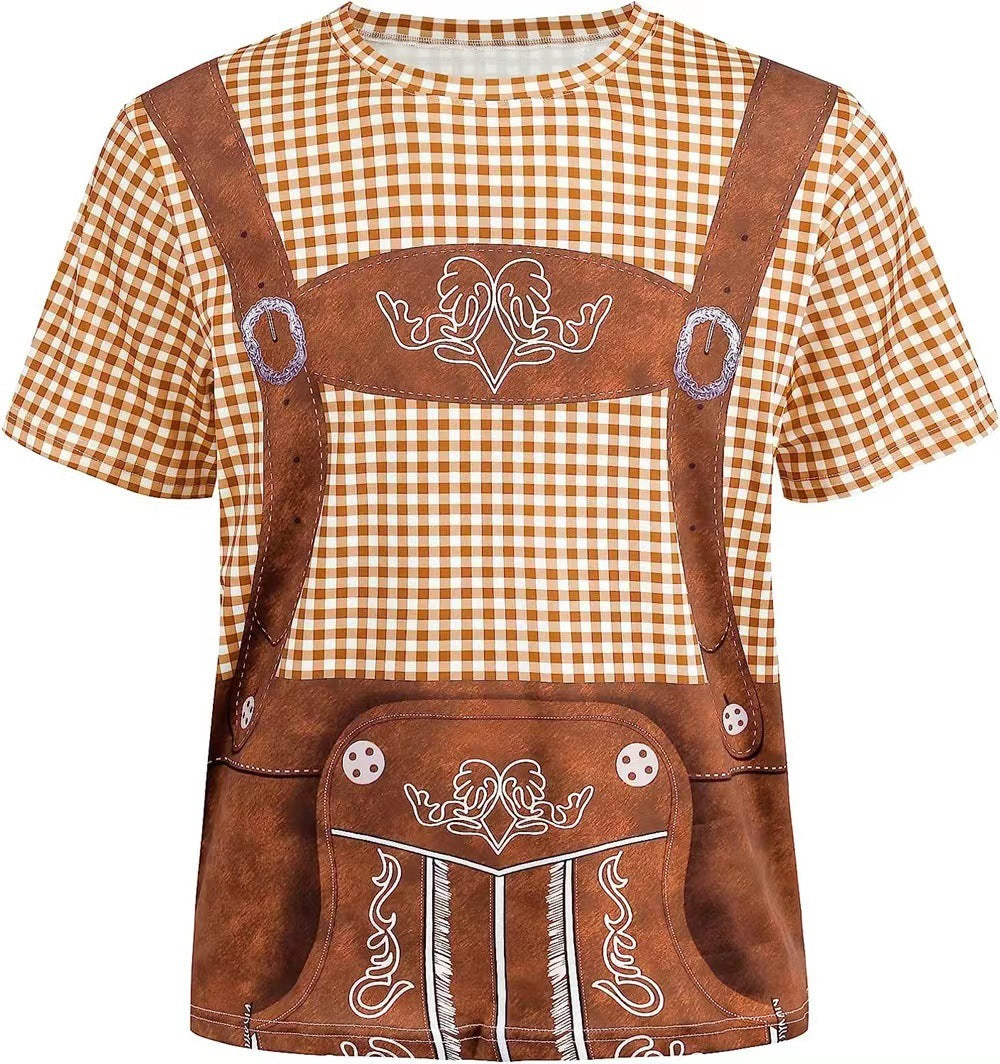 Men's Summer Beer Festival T-shirt Breathable Short Sleeve Top