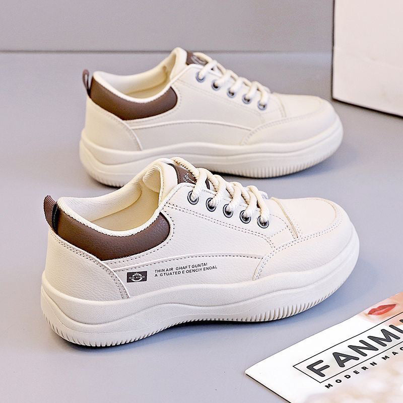 Women's Korean-style All-match Leather White Shoes