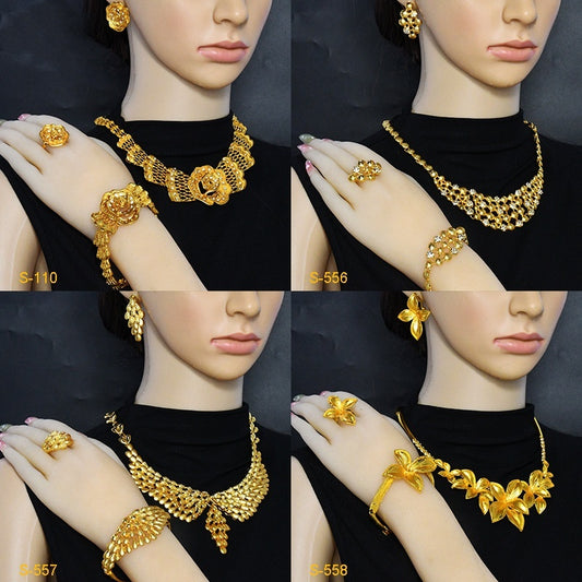 Women's Jewelry Suit Necklace Earring Ring Bracelet Four-piece Set