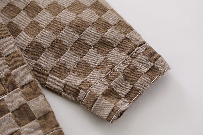 Men's And Women's Matching Checked Jean Jacket