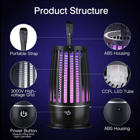Rechargeable Mosquito Killer Lamp Bug Zapper With Night Light Strap