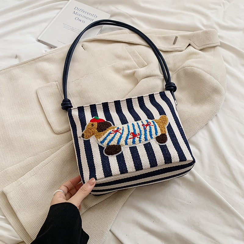 New Cartoon Sausage Dog Bucket Bag Autumn Texture