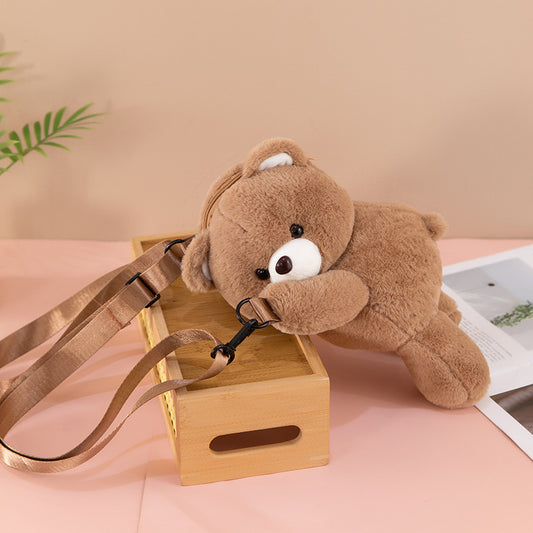 Cartoon Bear Lying Bag Plush Doll Crossbody Bag