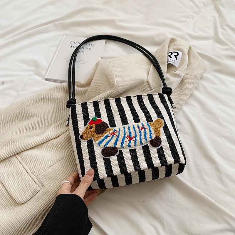 New Cartoon Sausage Dog Bucket Bag Autumn Texture