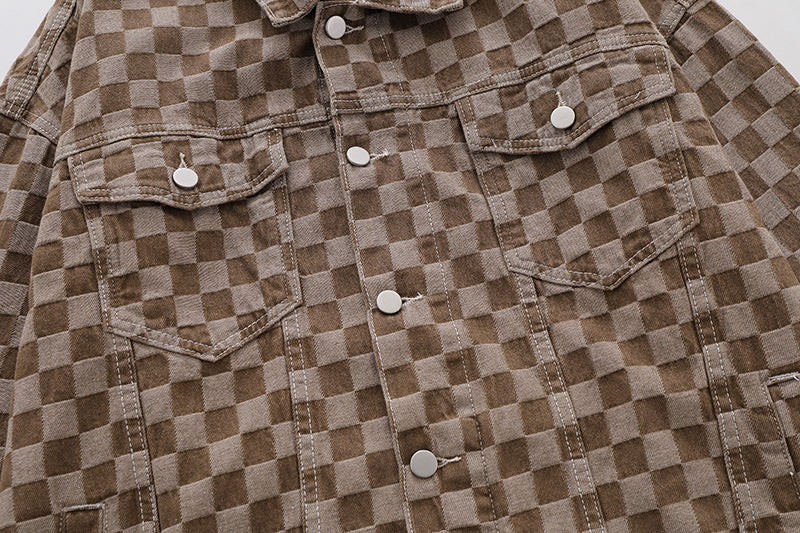 Men's And Women's Matching Checked Jean Jacket