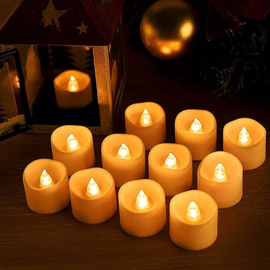 Confession Simulation LED Flameless Candle Flashing Tea Light 12 Pieces