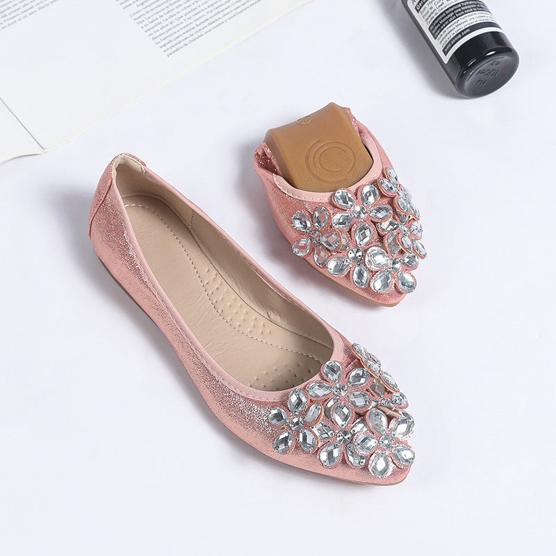 New Bow Pointed Low-cut Rhinestone Pumps