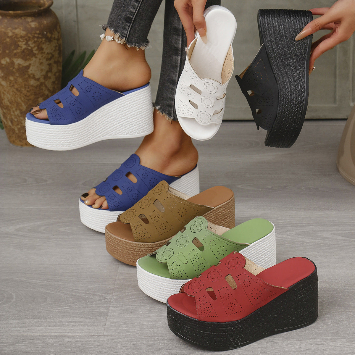 Plus Size Casual Slip-on Stitching Wedge Slippers