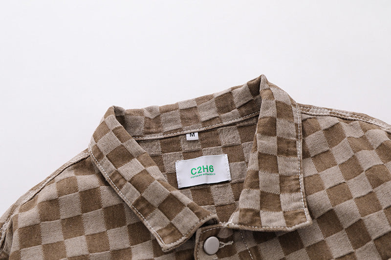 Men's And Women's Matching Checked Jean Jacket