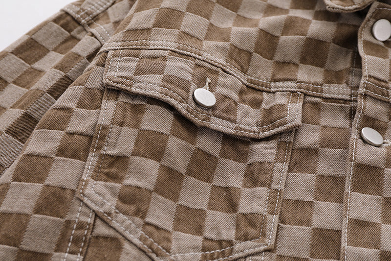 Men's And Women's Matching Checked Jean Jacket