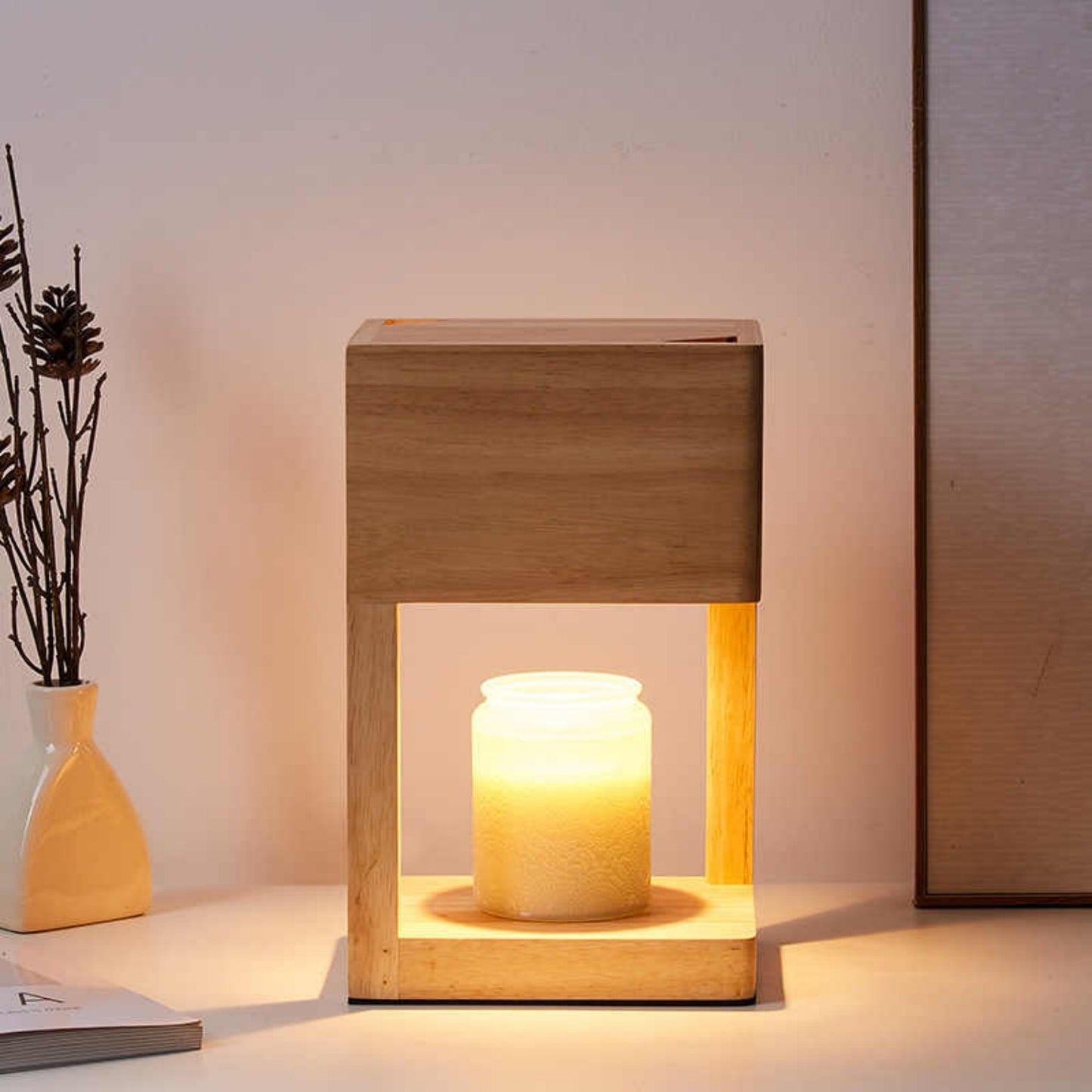 Wooden Flameless Aromatherapy Candle Warm Light