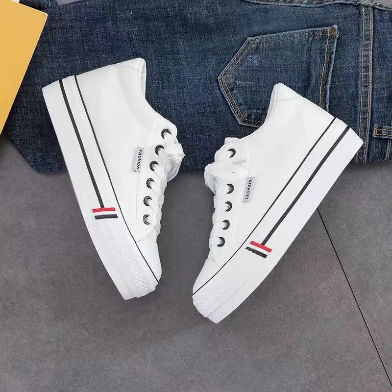 Height Increasing Insole Canvas Shoes White Shoes For Students